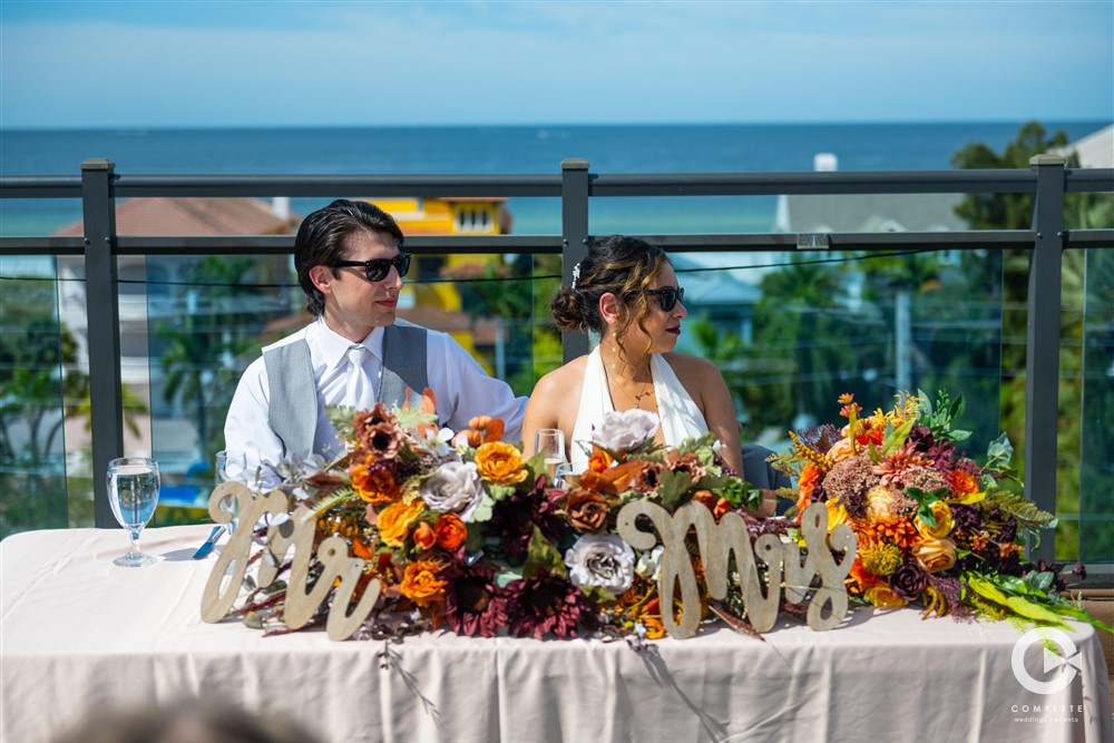 Rooftop wedding reception in St. Petersburg, FL.