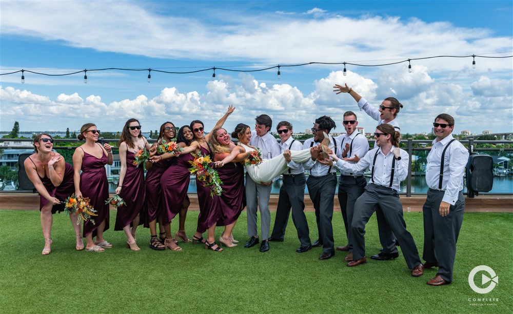 Bridal Party at Hotel Zamora Rooftop Wedding in St. Pete