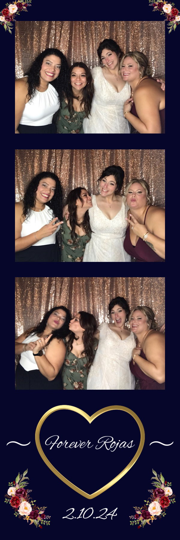 photo strip showing bride with bridesmaid haiving fun