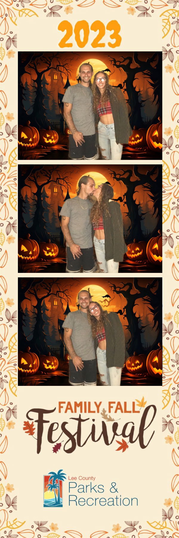 Photo strip from a festive halloween photo booth