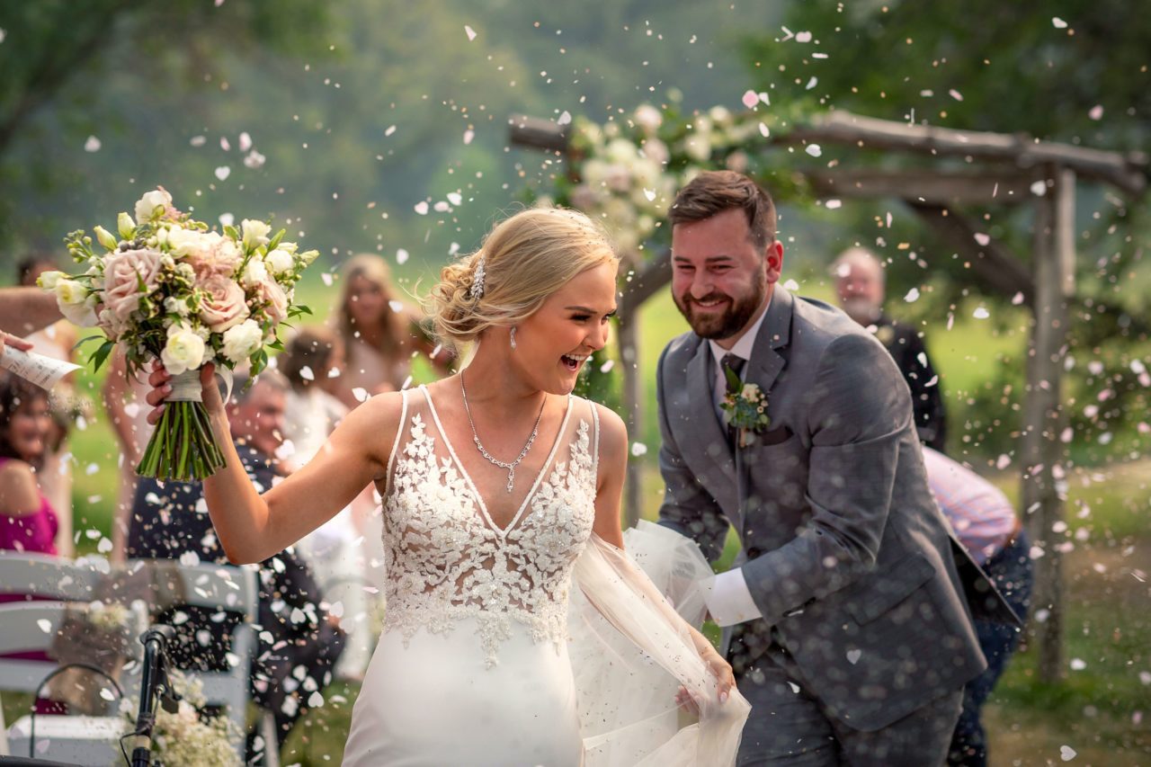 flower petals wedding exit