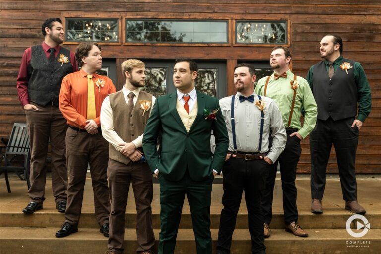 Groomsmen posing at the pines venue