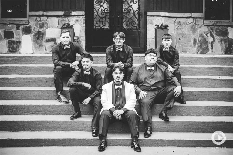 Groomsmen posing at the springs