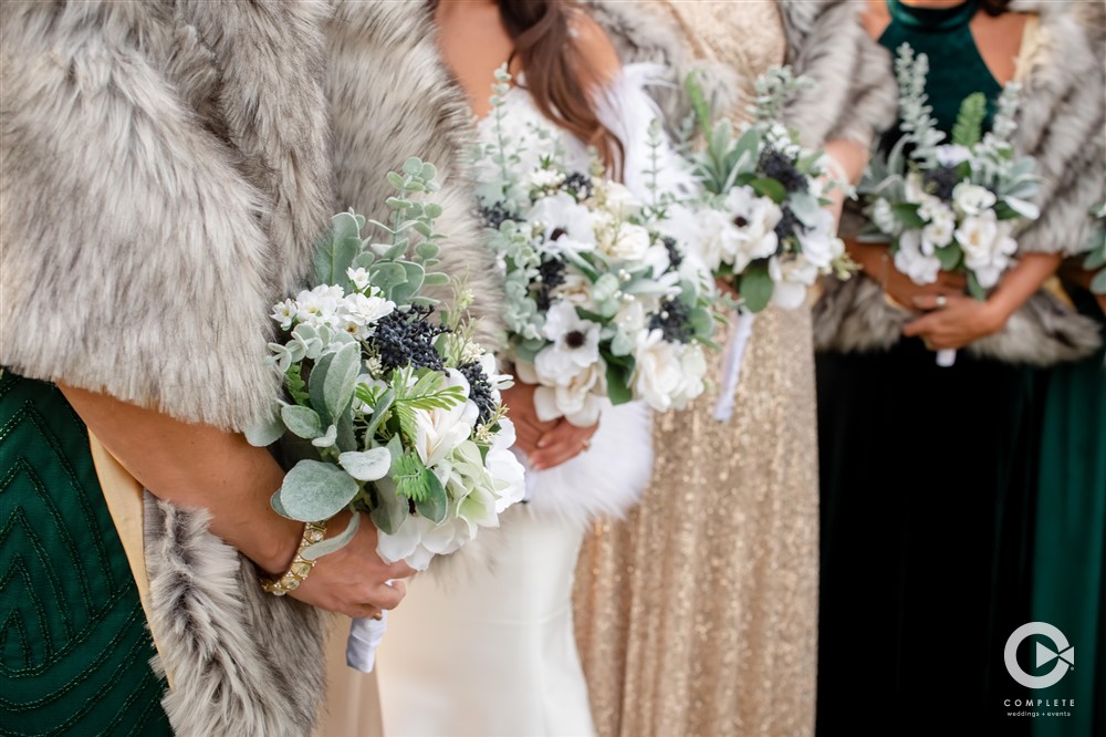 winter wonderland wedding in tulsa bridesmaids