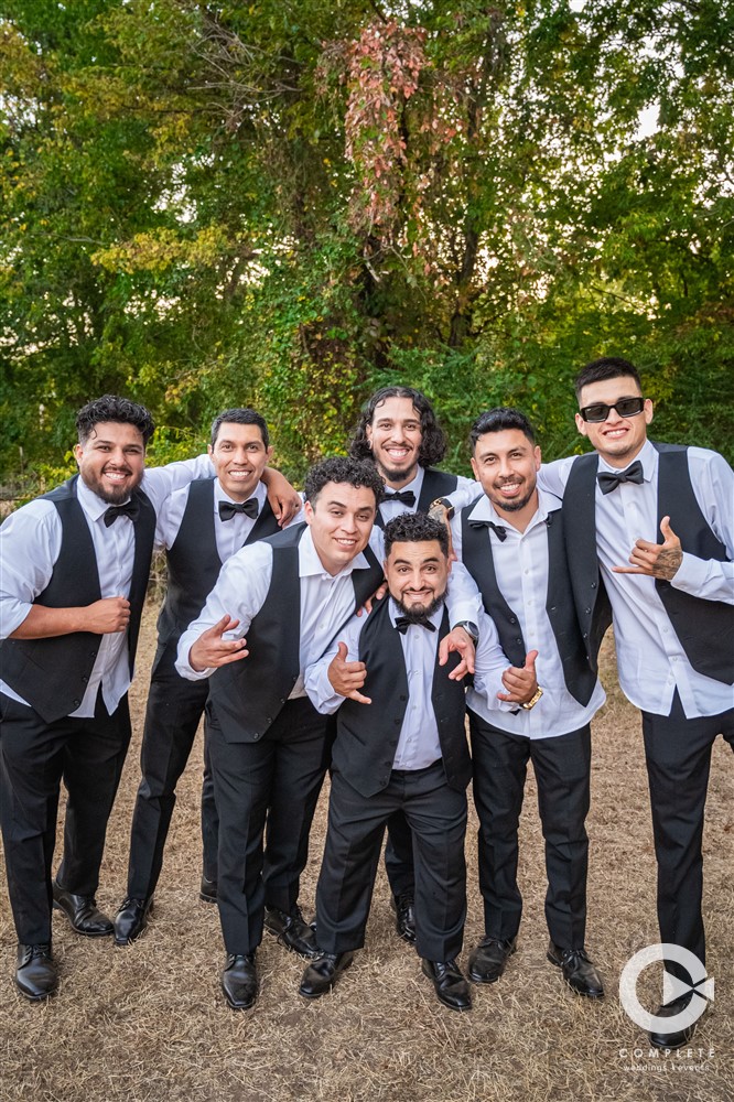 Groomsmen at backyard wedding in Oklahoma