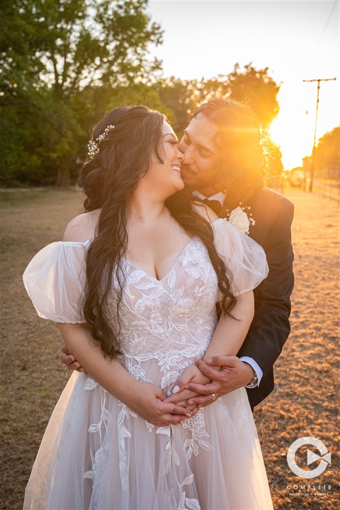 Golden Hour photos at backyard wedding in Oklahoma