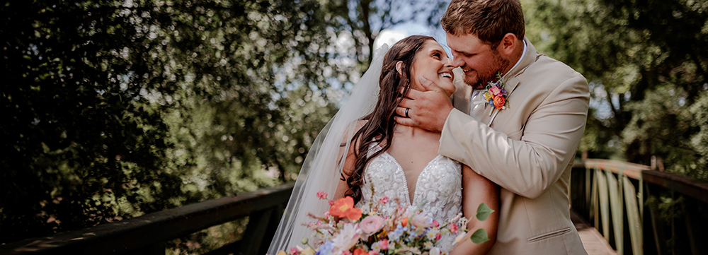 Intimate photo of the bride and groom