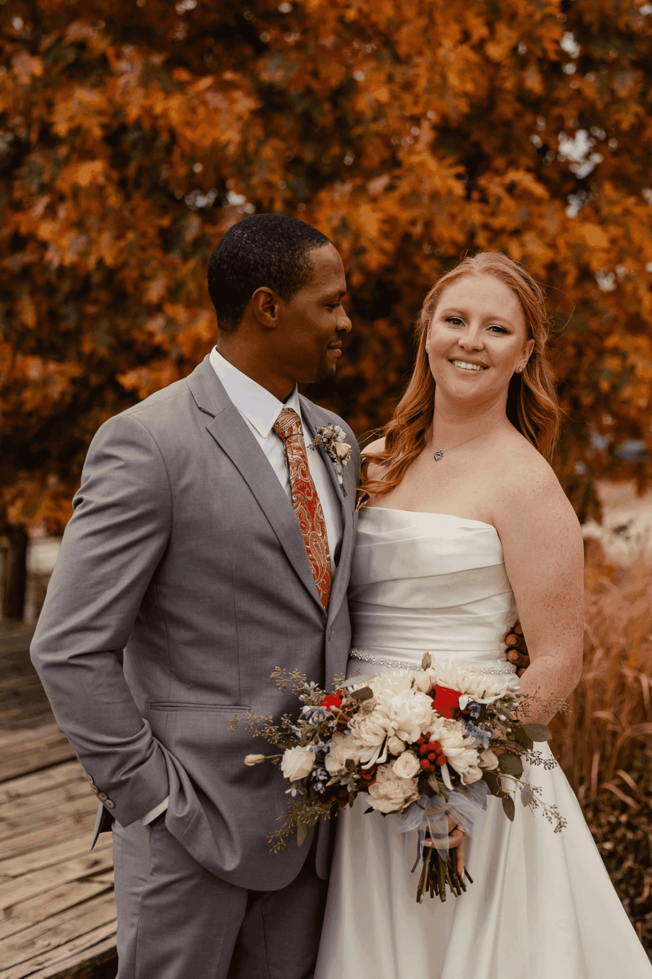 Fall Wedding Bride & Groom