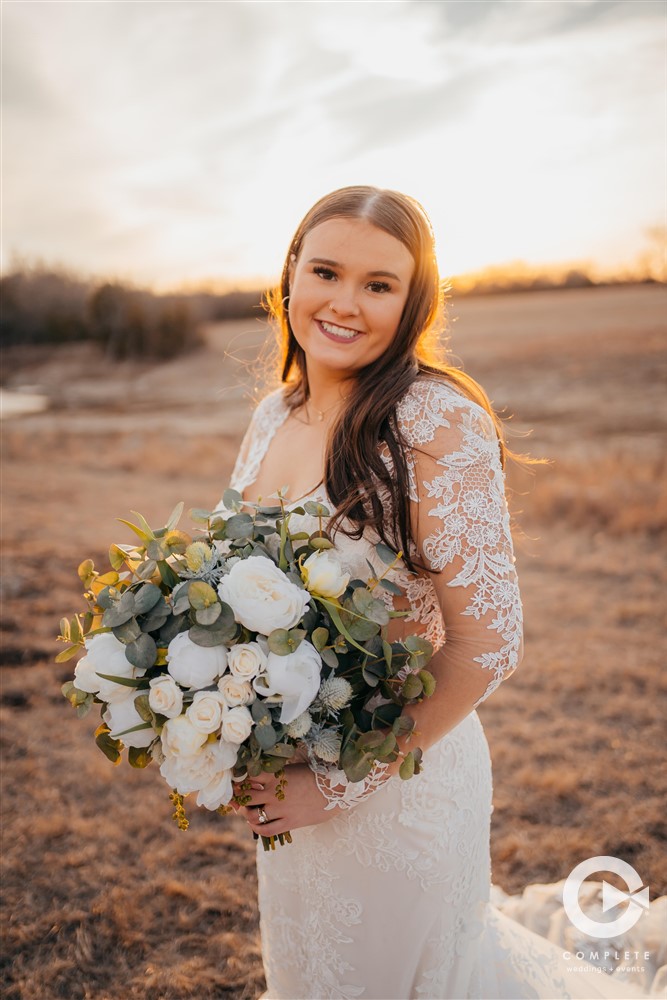 Sunset Wedding Dress Bride Wichita Kansas Photography