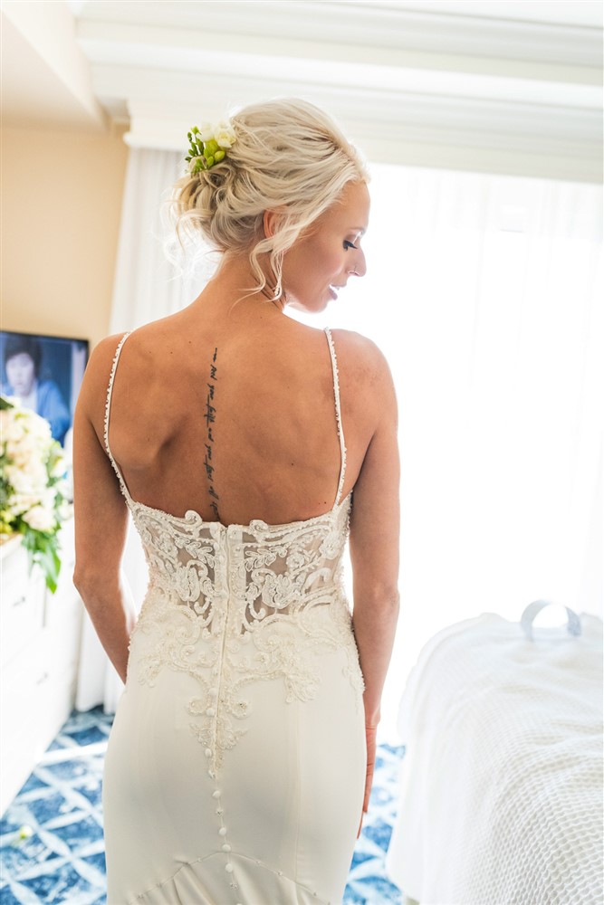 Bride with florals in hair