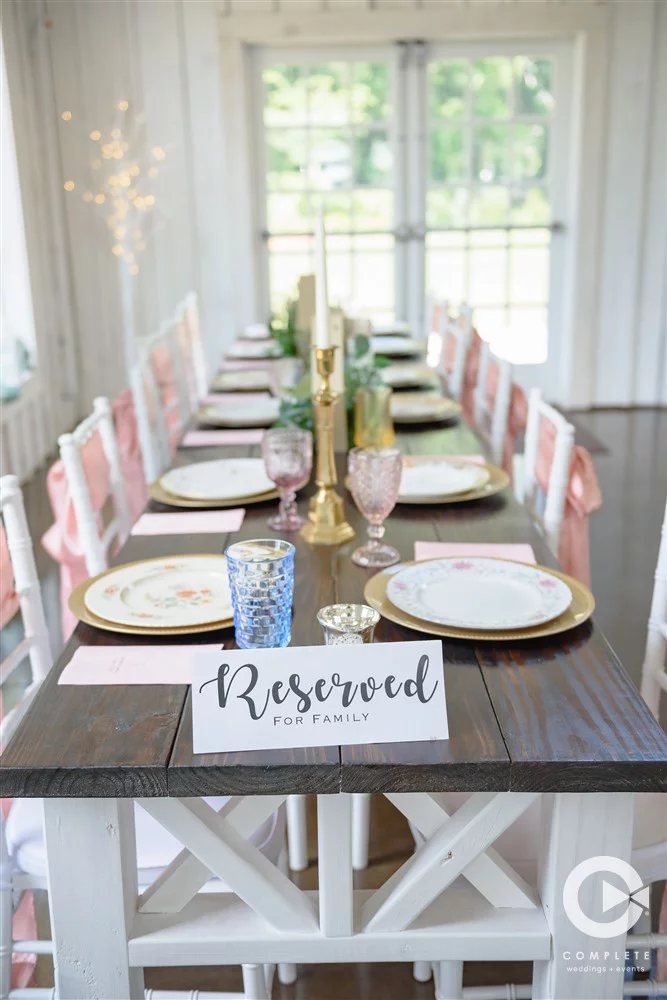 Family Style Seating at Spring wedding