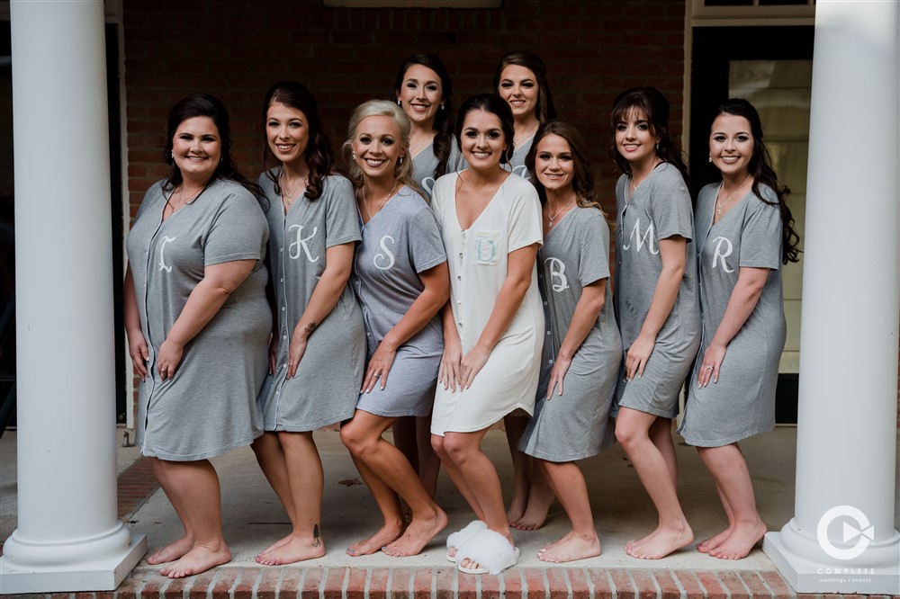 bridesmaids in long t shirt pajamas