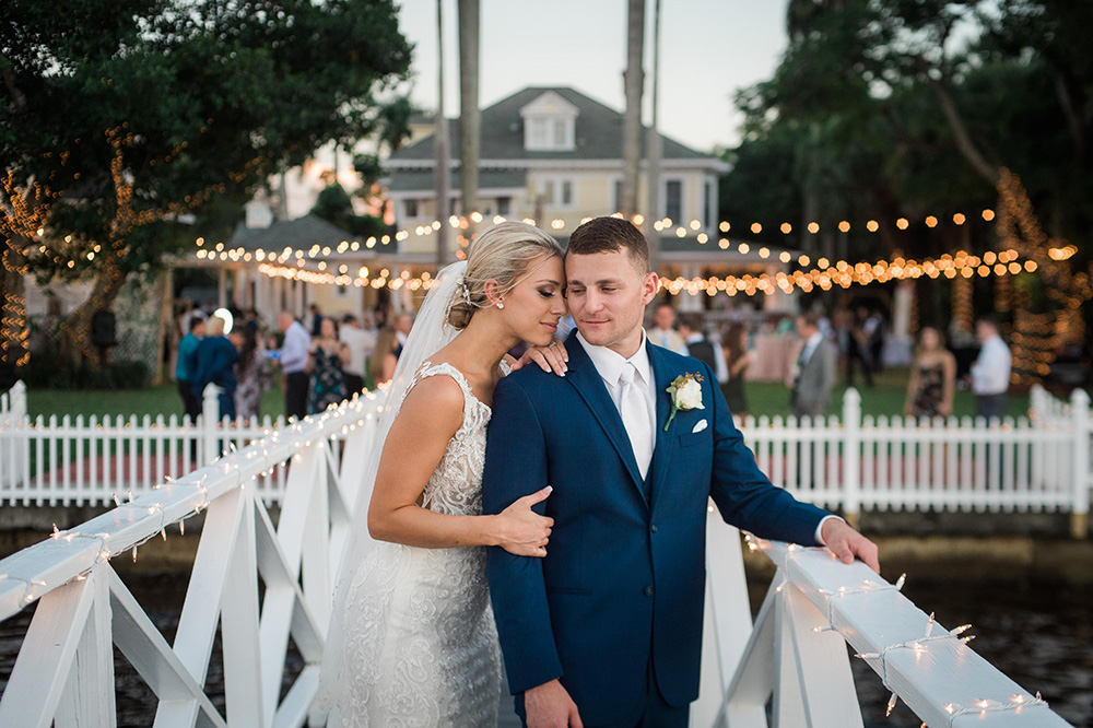 Bride and Groom outside Reception