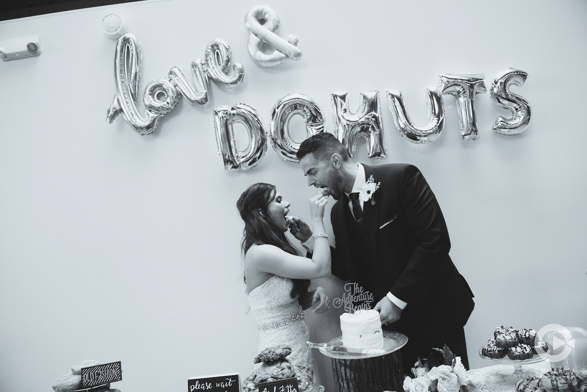 Donut Display at Wedding | Love and Donuts Balloons