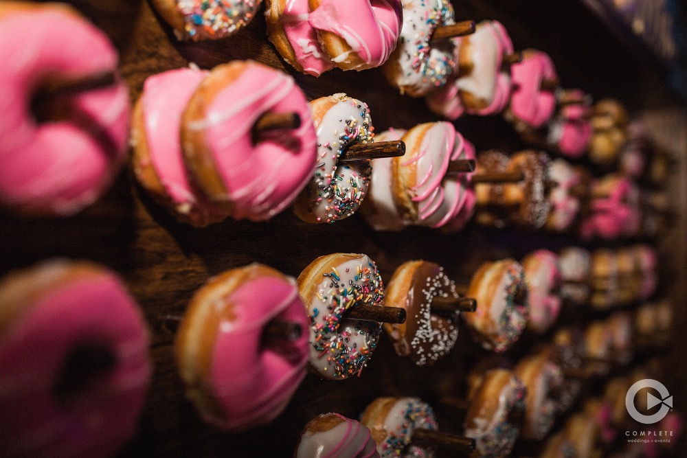 Pink Donuts Display at Wedding