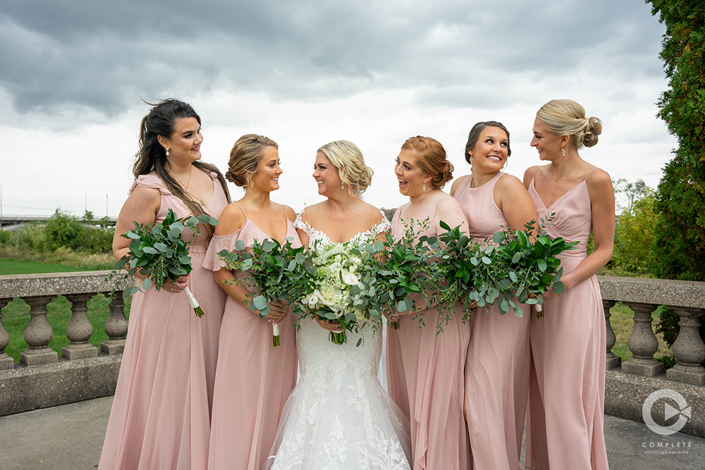 bridesmaids in pink wedding colors