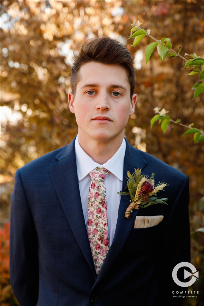 navy and pink floral print tie