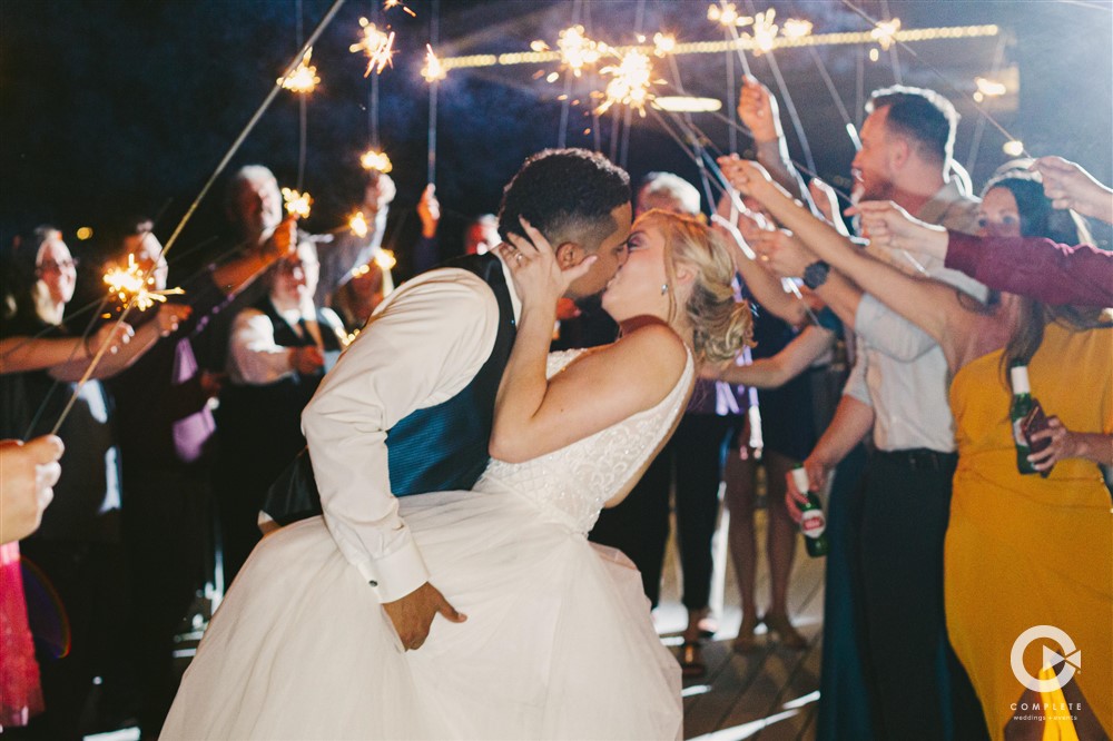 wedding video reviews - kiss with sparklers exit