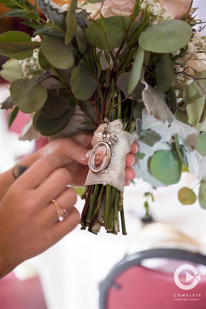 Personalize Your Wedding Ceremony with photo of grandparent on bouquet