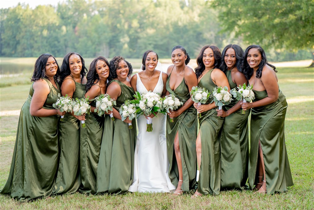 Green bridesmaids dresses