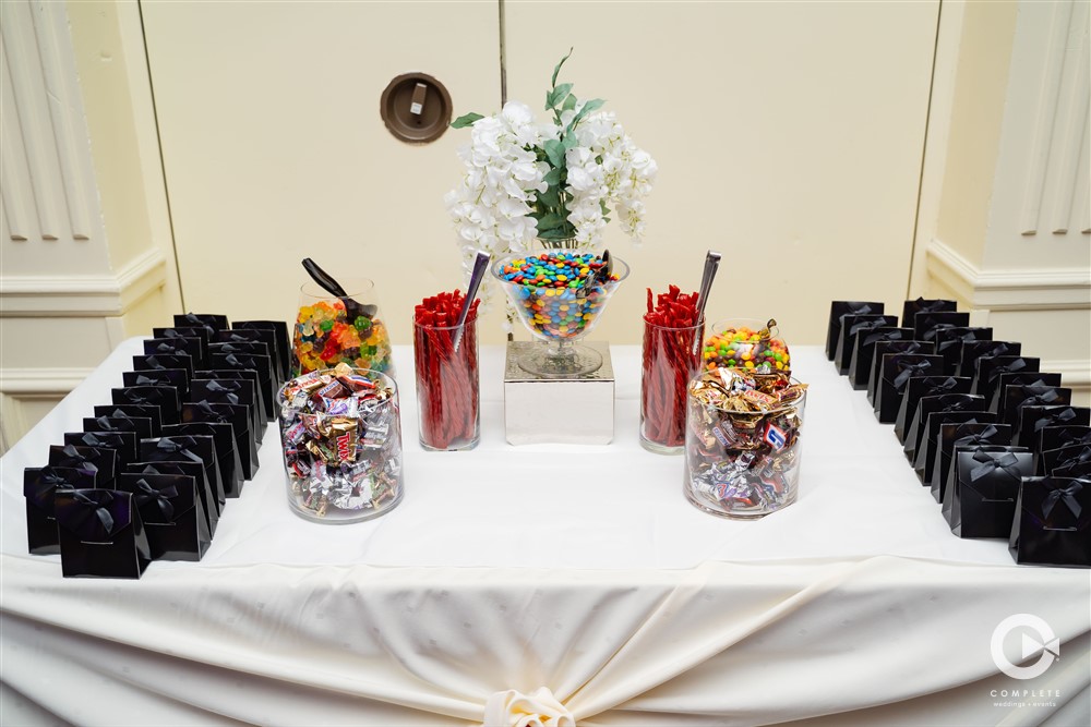 candy bar at wedding reception