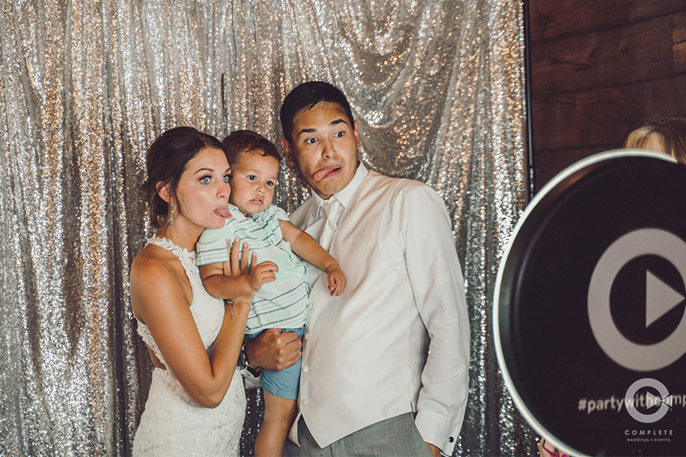 photo booth backdrop in silver