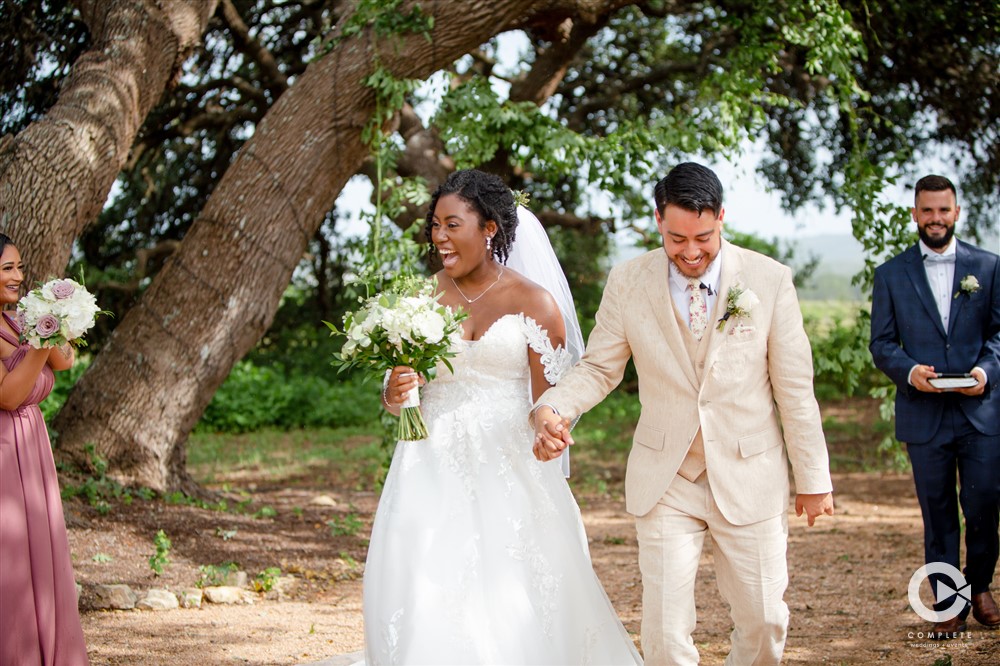 exiting wedding ceremony